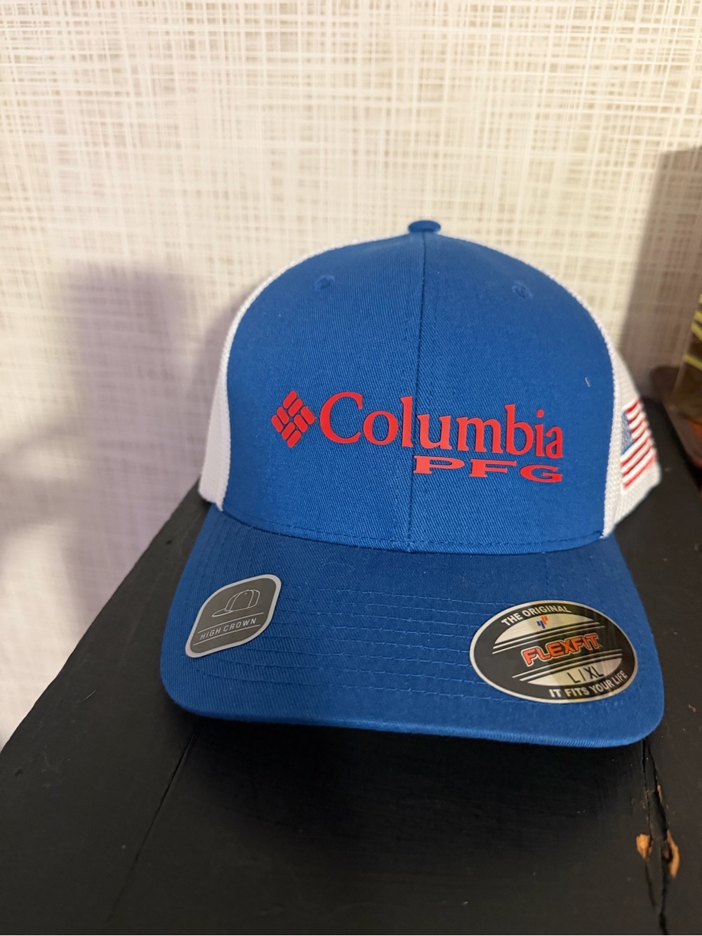 Columbia White Mesh Trucker Hat with Blue Accents